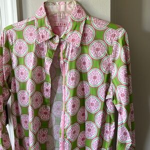 NWOT, Size Small, Pink and Green, Tizzie, Button Down, Long Sleeve Top